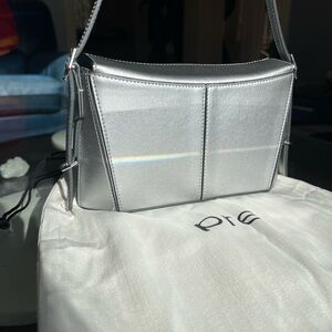 Silver Vegan Apple Leather Hexagonal Bag
